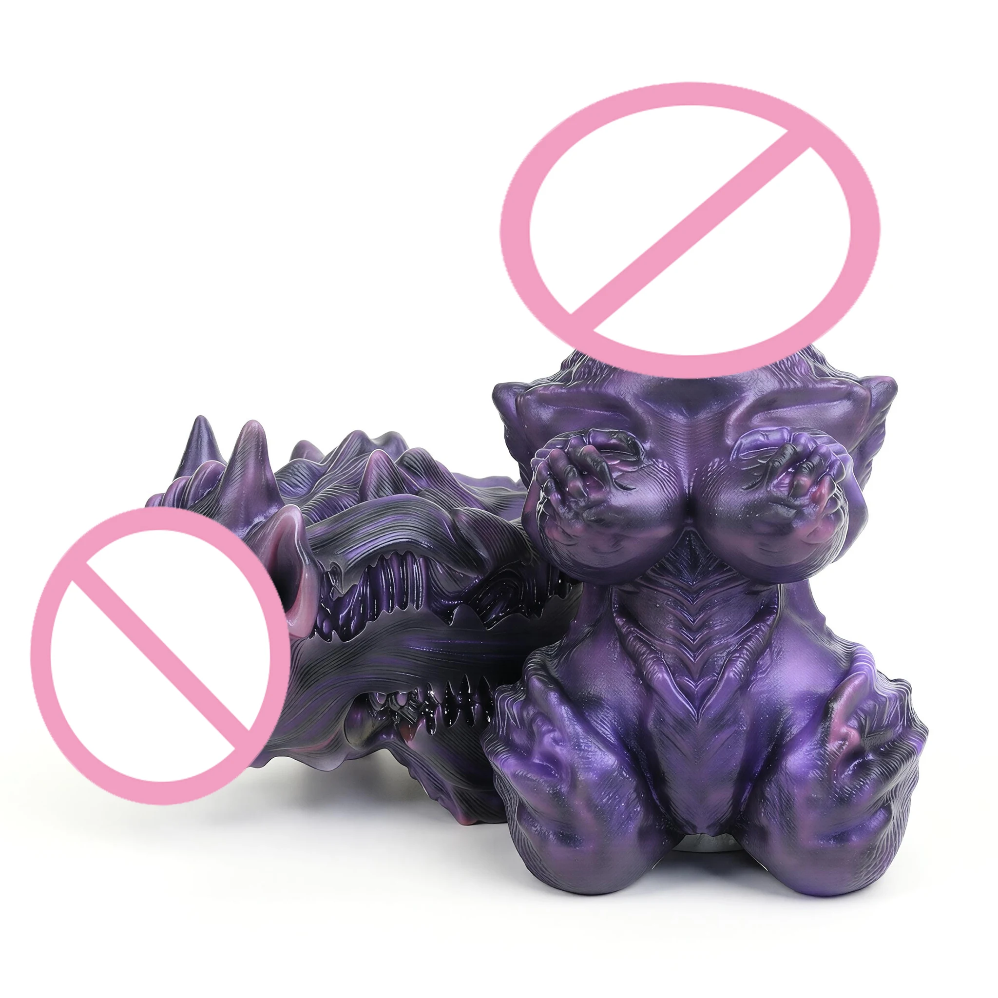 Masturbador SHAZ Purple Evil Dragon, Vagina de Bolsillo de Silicona, Estimulador de Doble Canal, Juguete Sexual para Hombres, Entrenamiento del Pene