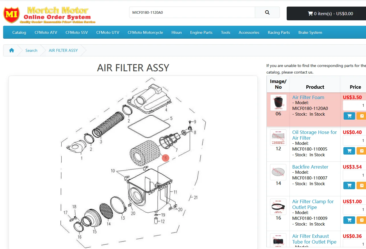

Original Air Filter Foam 0180-1120A0 For CFMoto CF500 CF625 X5 U5 X6 U6 Z6 GOES500 GOES500-A