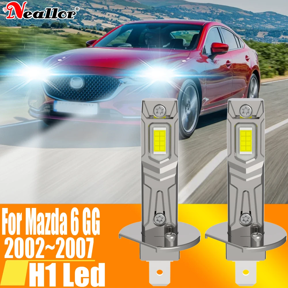 2pcs H1 Led Light Canbus Bulb Car Headlight High Power Auto Fog Diode Moto Driving Running Lamp 12V 55W For Mazda 6 GG 2002~2007