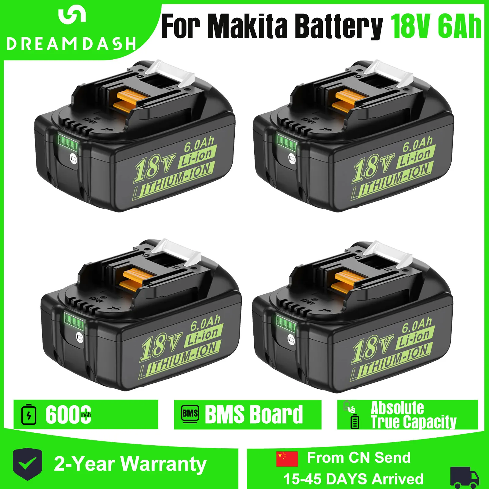 

Dreamdash 18V 6.0Ah Li-ion Battery For Makita BL1860 Series For BL1830/BL1840/BL1850 Fast Charging Replacement Lithium Battery
