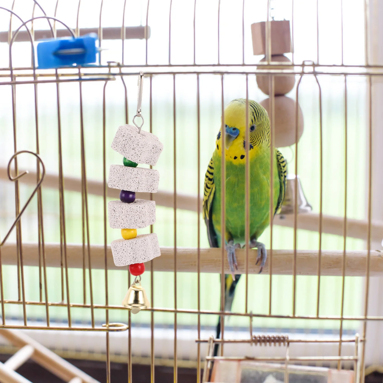 

4Pcs Parrot Beak Grinding Stone Bird Chewing Natural Stone for African Grey Budgies Cockatiels Teeth Health Bird Pumice Perch