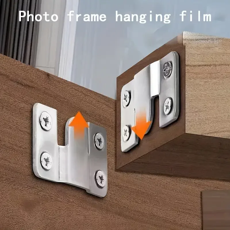 

2Pcs Interlock Hanging Buckle Flush Mount Bracket Furniture Connector Wall Picture Frame Hanger Display Photo Frame Hooks