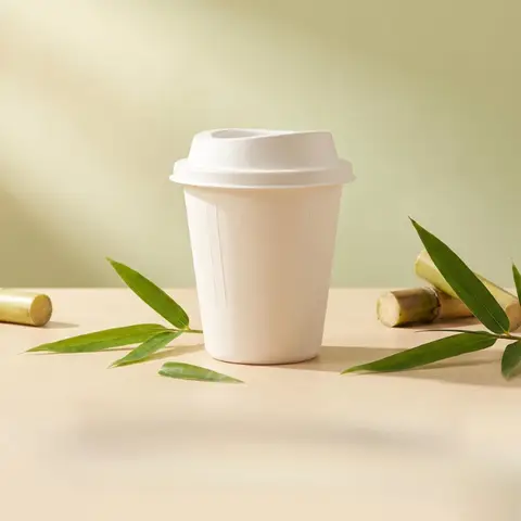 Biodegradable 12oz Sugarcane Pulp Cup Disposable Hot Cold Drink Pulp Coffee Cup Eco Friendly Tableware Bubble Tea Cup Party Cups