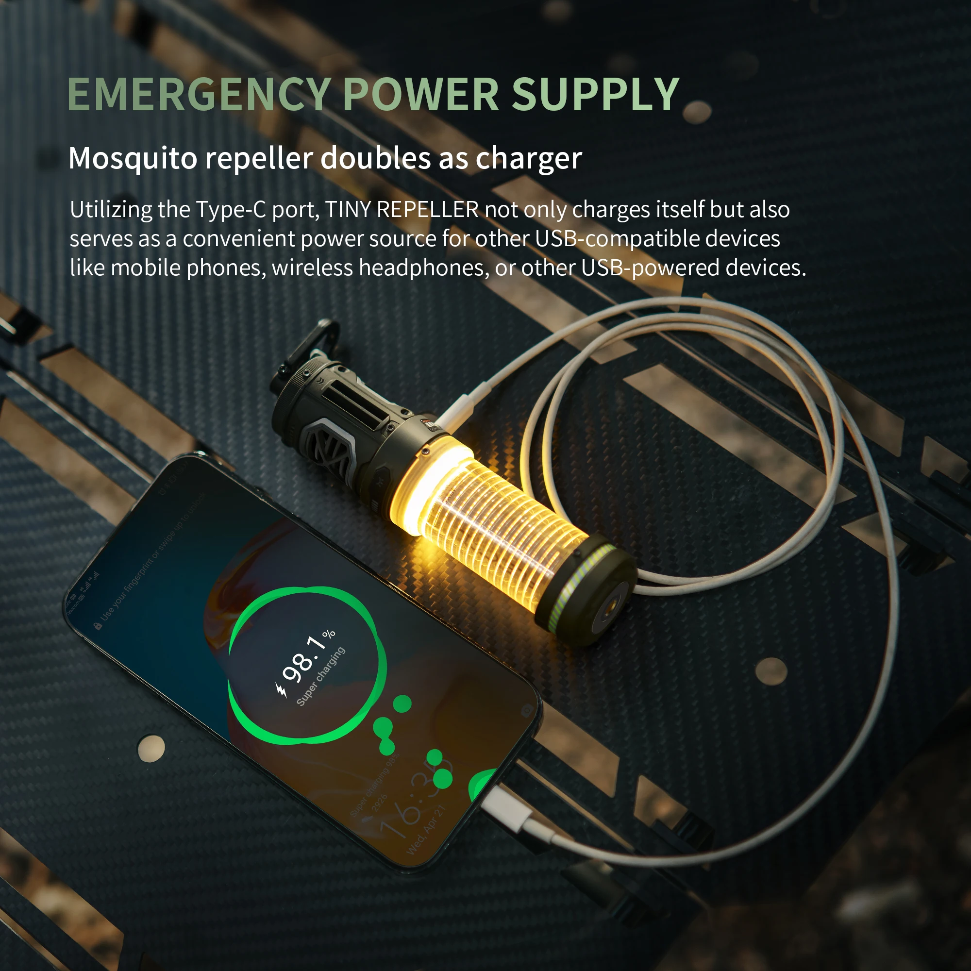 FLEXTAILGEAR-Répulsif anti-moustique Tiny Repeller, avec lampe de camping et batterie aste, pour camping en plein air, sac à dos .c.