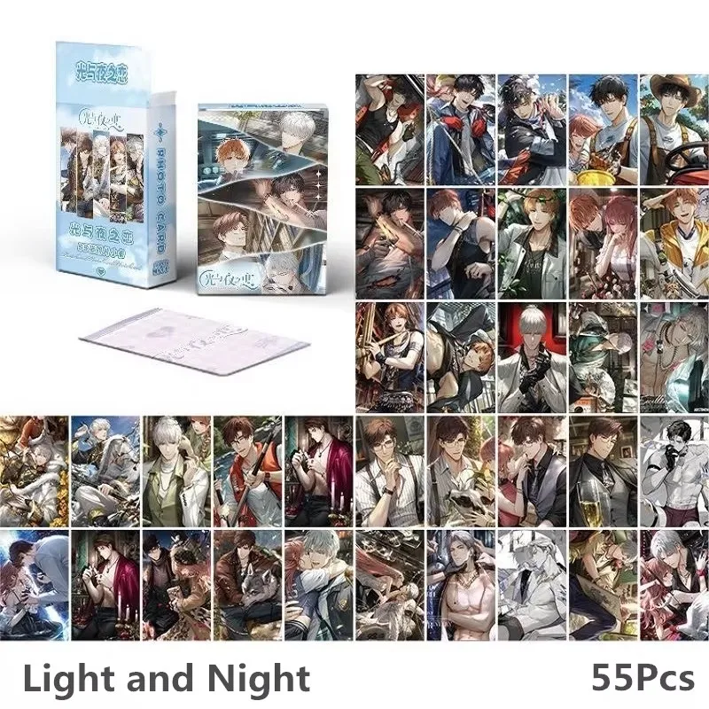 55PCS Light and Night Lomo Cards Set Game Character HD Printed Photocard Fans Collectible Souvenir Gift for Game Lovers