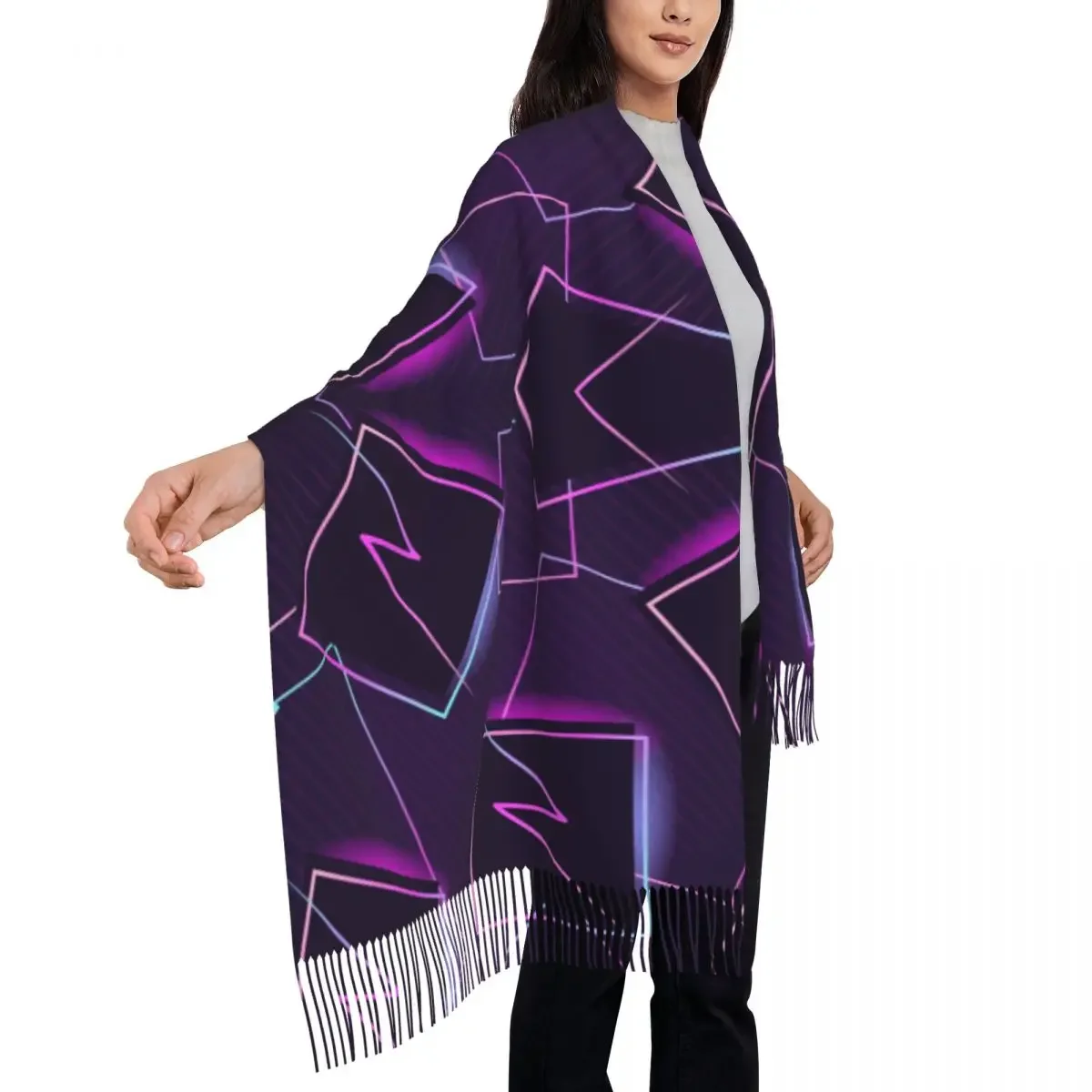 Personalized Printed Mature Long Pile Fringe Men Scarf Women'S Anti Chill 