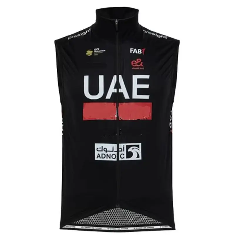 Windproof 2024 UAE Team BLACK Sleeveless Cycling Vest Gilet Mtb Clothing Bicycle Maillot Ciclismo