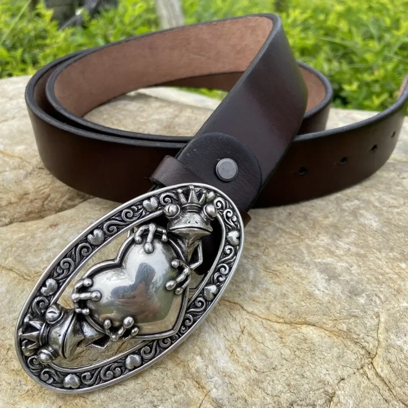 Liga de metal cowboy sapo fivelas animal coração suave liga fivelas para homens cintos fivela retro cinto acessórios boucle de ceinture