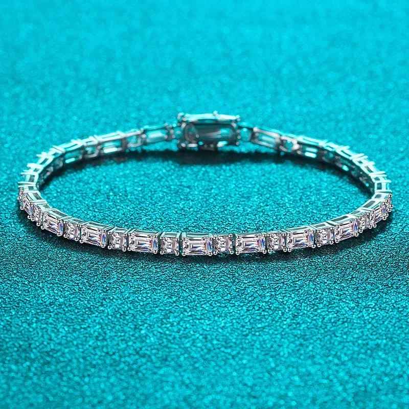 Kryos Jewelry Luxury Solid Platinum PT950 Ace Emerald Moissanite Diamond Bracelet Full Diamond Bracelet