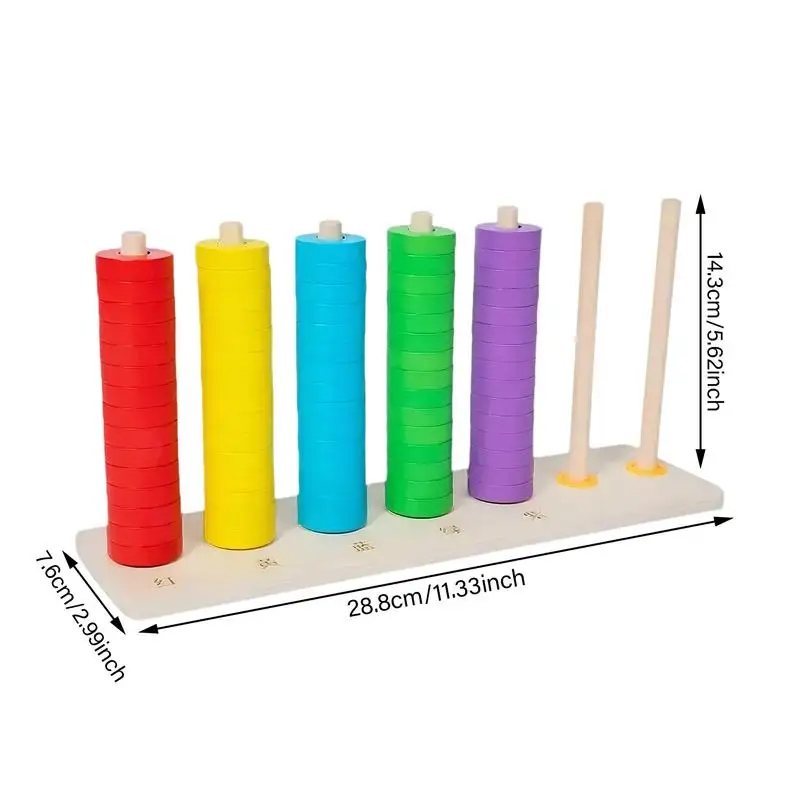 Mathe-Zähler für Kinder, bunter hölzerner Abakus-Ständer, Spielzeug, Regenbogen-Ring, Mathe-Zähler für Kinder, interaktiv, pädagogisch, berechnen