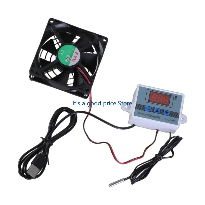 مروحة تبريد USB متعددة السرعات 80 مم لخزائن AVC مع التحكم في درجة الحرارة 7 شفرات وتدفق هواء قوي للحفاظ على المبردات