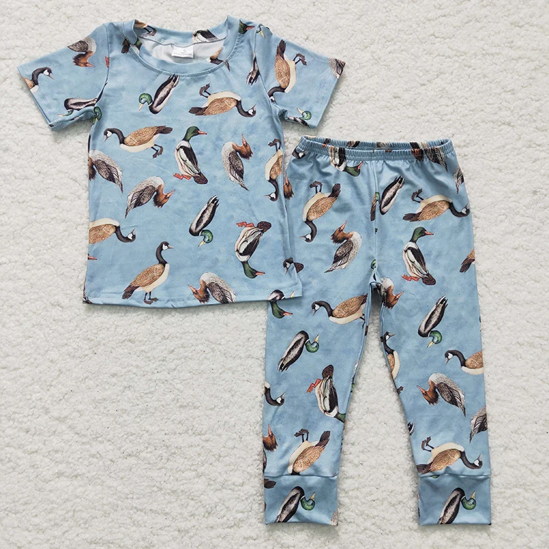 Wholesale Baby Boy Duck Sleepwear Clothes Kids Short Sleeves Shirt Tee Set Toddler Outfit Spring Fall Children Pants New Pajamas