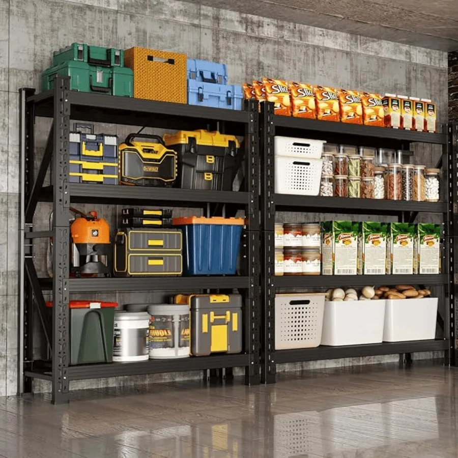 3000LBS Hochleistungs-Lagerregale, 63H, Garagenregal aus Metall, 4 Etagen, verstellbar, Garagenorganisation, Regaleinheiten, Industrieregal