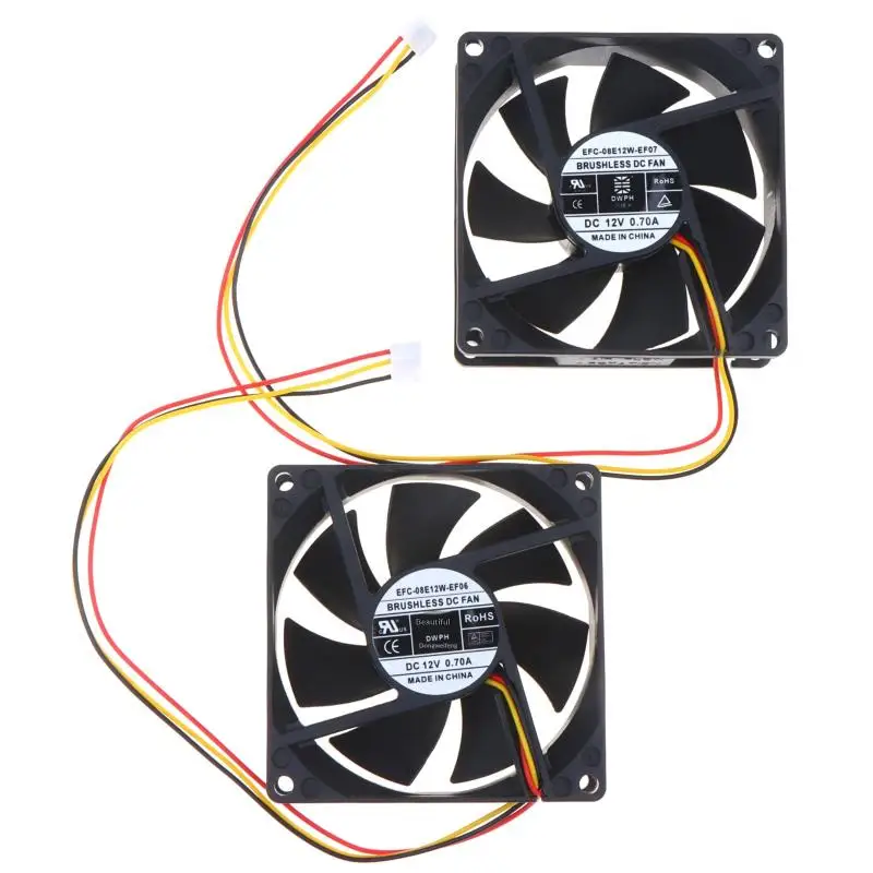 【Y】1Pc Cooling Fan EFC-08E12W-EF07 EF06 80*80*25mm 12V 0.70A 3-Wire Server Inverter Switch Cooling Fan