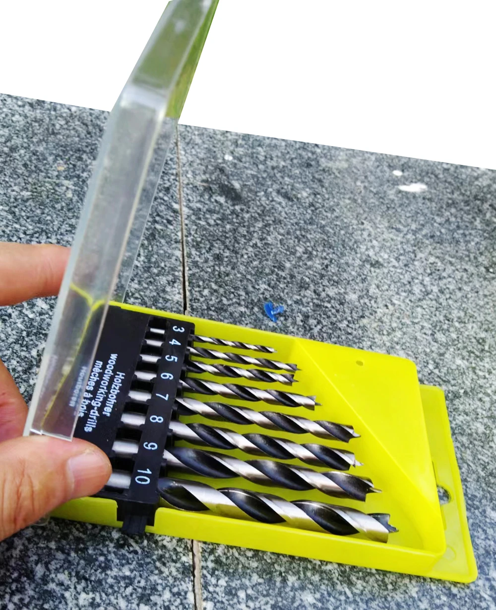 Juego de brocas para madera de 8 unids/caja, Kit de brocas de 3MM-10MM para carpintería, herramientas de madera, broca en espiral de acero de alto carbono