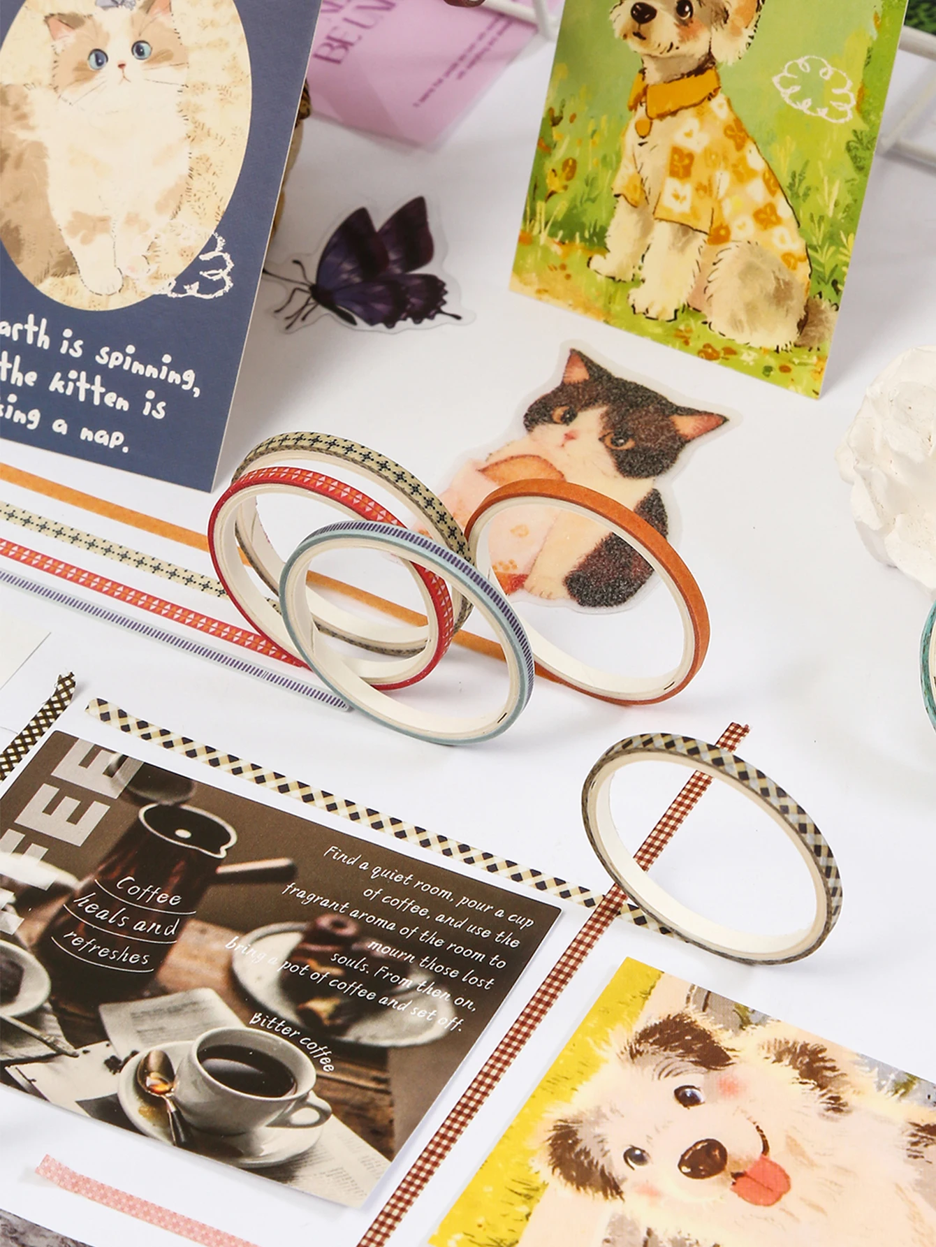 10 rotoli/scatola, stili Kawaii di nastro adesivo Washi, nastro adesivo per design artistico e artigianato fai da te, materiale scolastico, regalo per il rientro a scuola