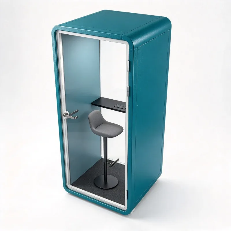 Modular Soundproof Booth Acoustic Office Pod Silent Cabin for Meeting Recording Privacy with Ventilation System and LED Light