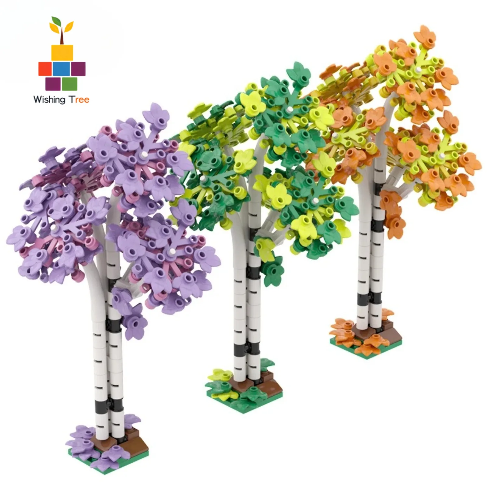 

152PCS Creative Building Blocks Set - Garden Farm Scene with Poplar & Banyan Trees, Flowers & Plants, DIY Assembling Toy Gift