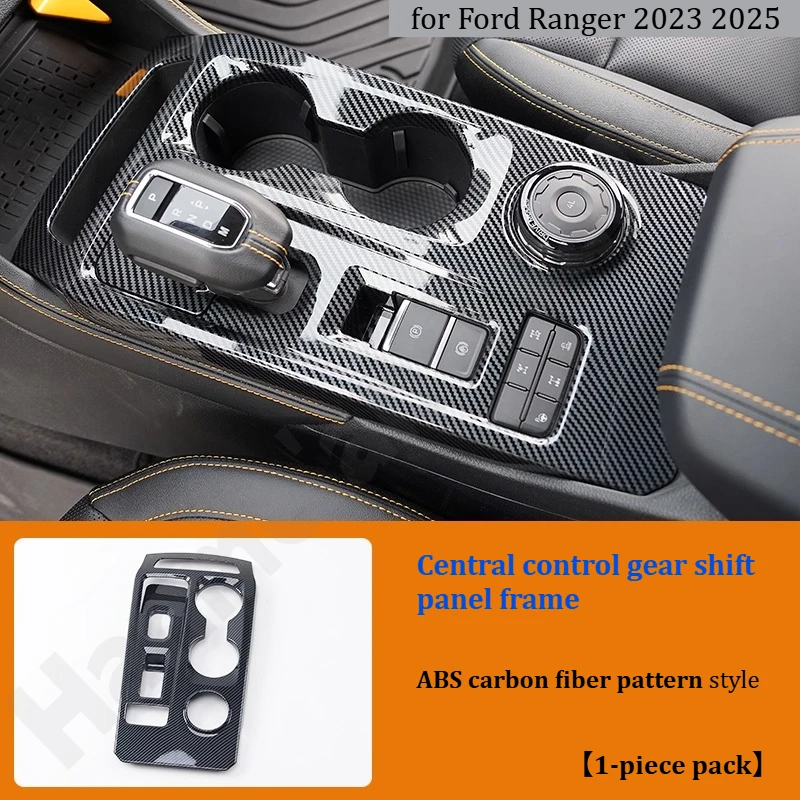 for-ford-ranger-2023-2025-carbon-fiber-pattern-gear-panel-protective-cover-center-console-gear-frame-interior-modification