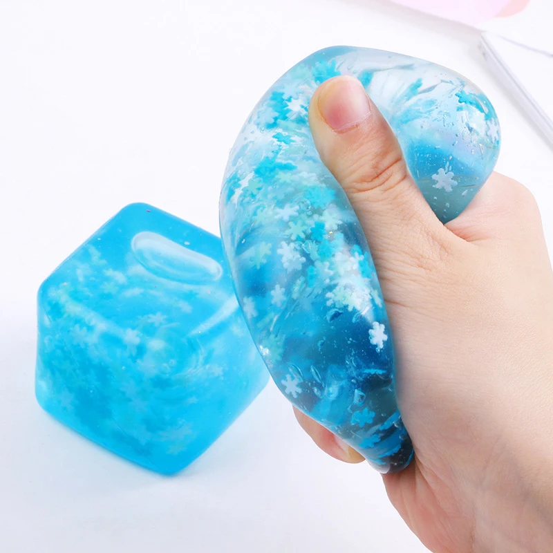 

Snowflake Blue Ice Cubes Stress Relief Elastic Squeezing Ball Decompression Soft TPR Slow Rebound Sequins Maltose Ball Pinch Toy