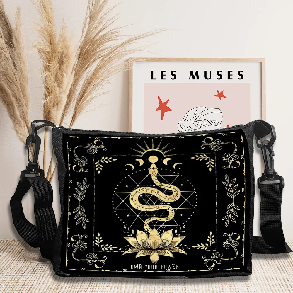 1pc Moonlight Flower Tarot Witchcraft Pattern Crossbody Bag for Women Shoulder Bag with Strap Design Casual Fashion Handbag