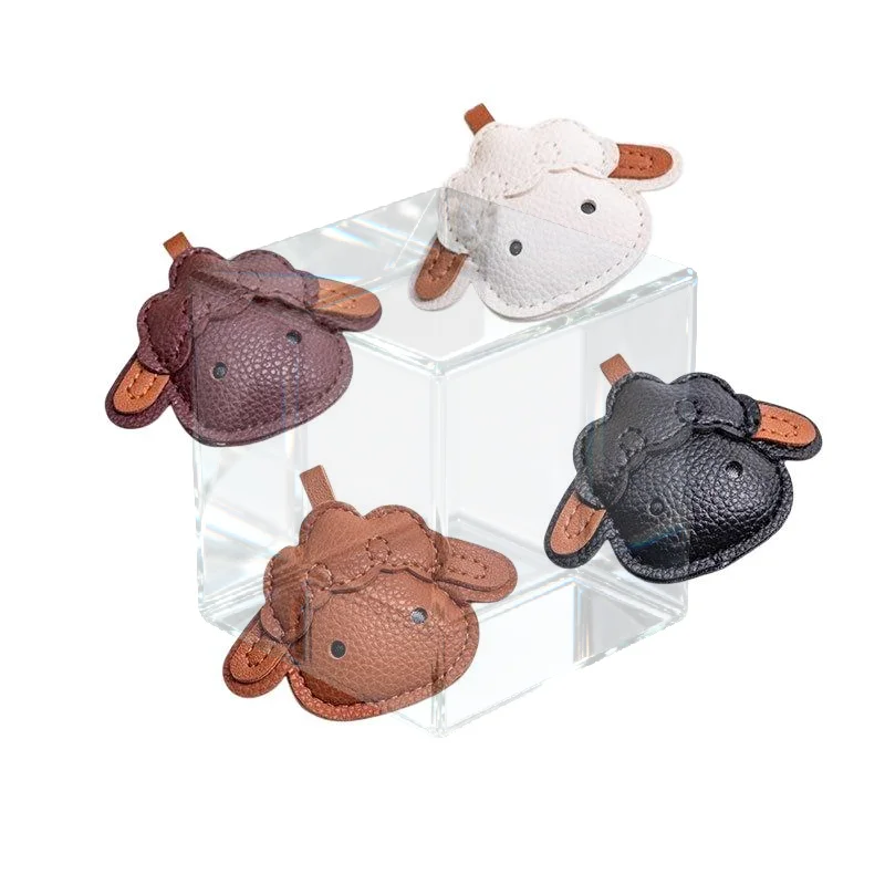Cartoon Cute Sheep PU Leather Pendant For Backpack Luggage Car Keychain Home Decoration