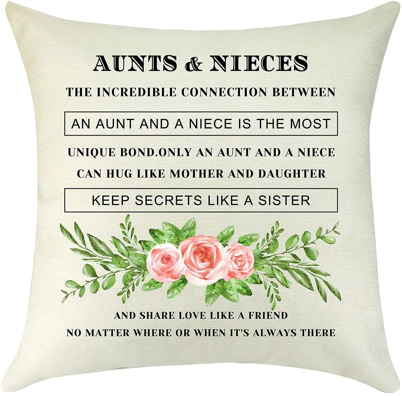 

Aunt from Niece Throw Pillow Cover Best Auntie Announcement Gift Mothers Day Thanksgiving Birthday Gifts Decor Pillow Case