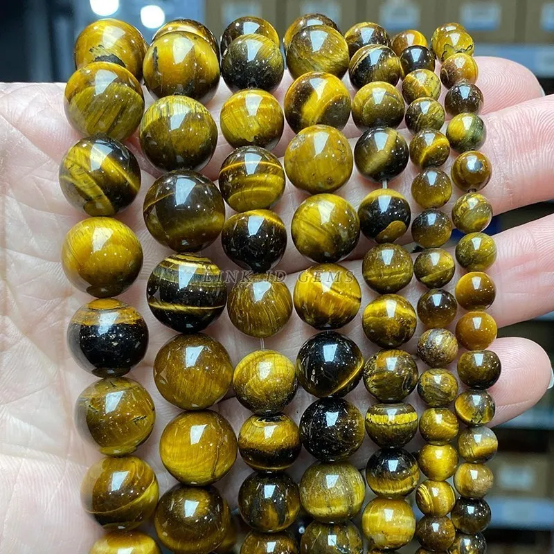 AAA+ Natural Yellow Tiger Eyes Stone Beads Round Loose Spacer 4-16mm Buddha Bead For Jewelry Making Bracelet Necklace Accessory