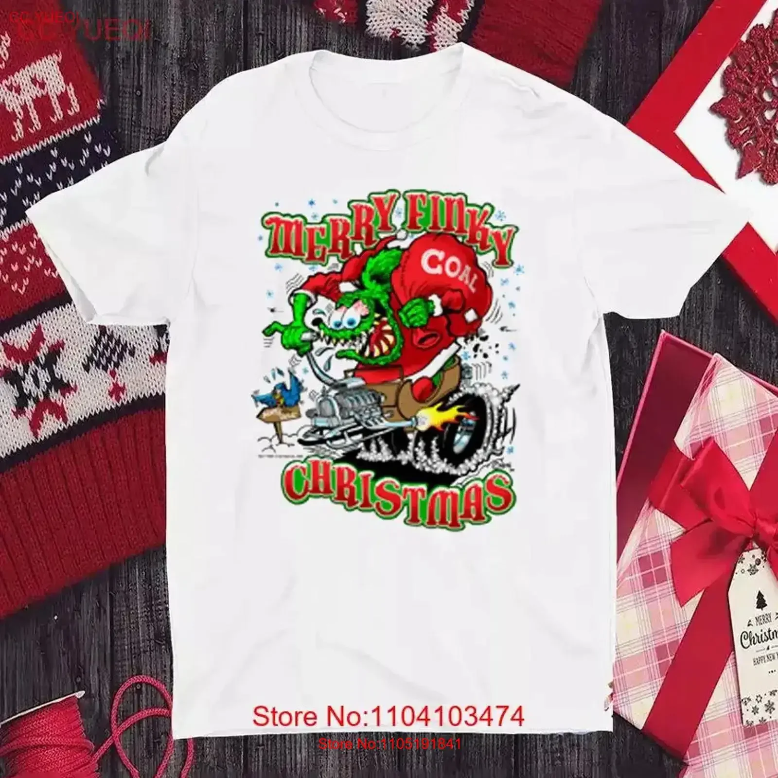 

Футболка Merry Christmas Rat Fink белого цвета в полный размер TT1256 винтажная стираная футболка с рисунком Повседневная мода Удобная стильная