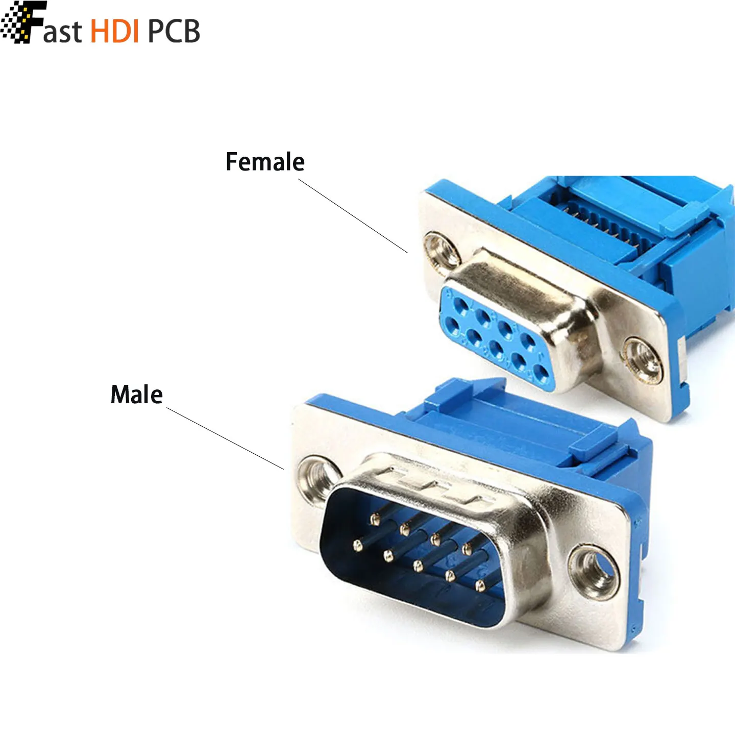 DB9 Solderless Connector Male/Female 9 Pin D-Sub RS232 Serial Port Crimp Type IDC Punch Down for PLC Computer Cable  2 Options