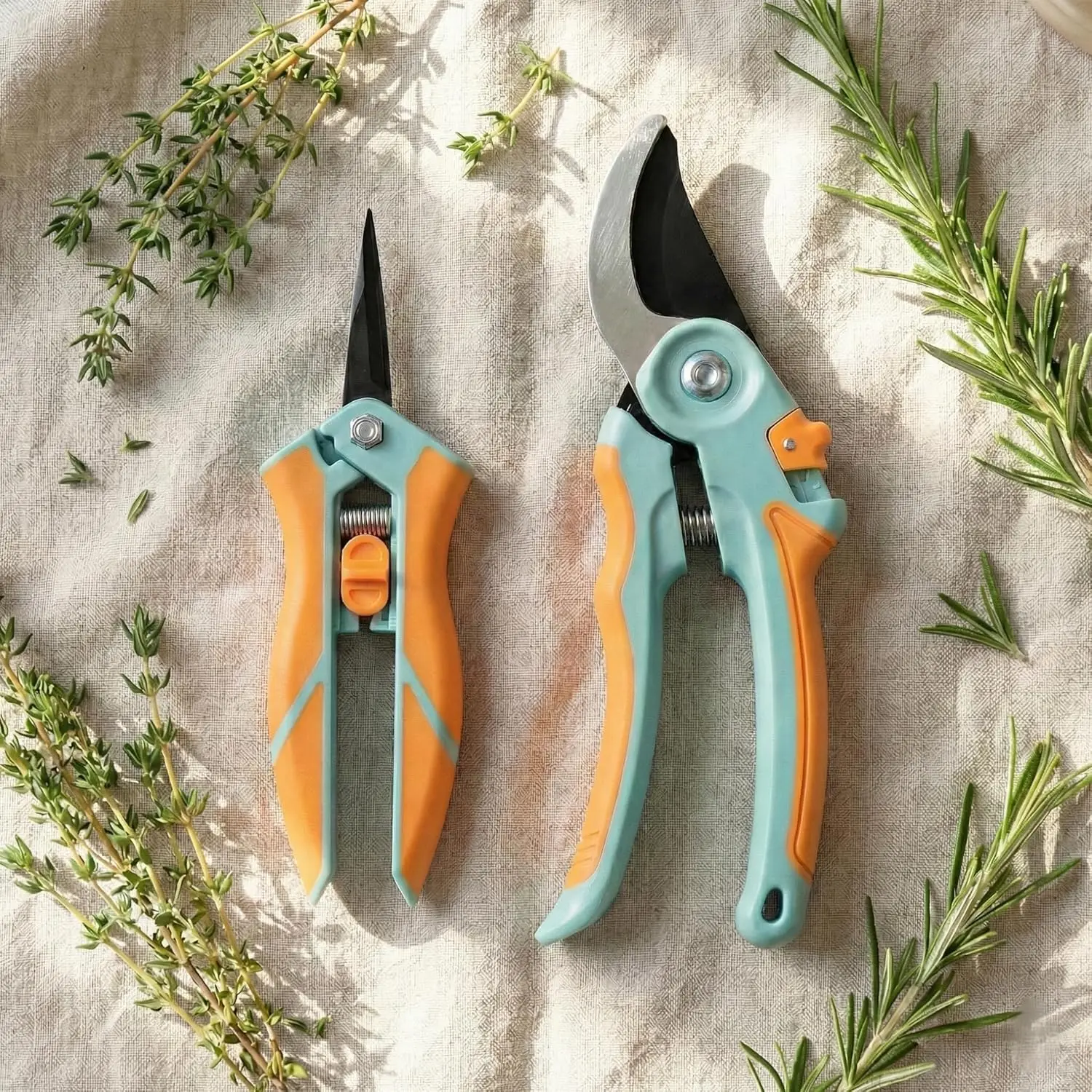 

Garden Pruning Shears 2 Pack: 8" Bypass Hand Pruner & 6.25" Precision Scissors for Plants & Flowers