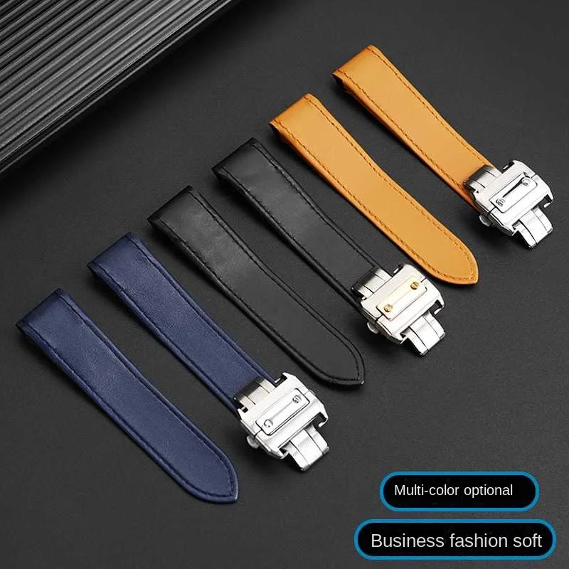 20mm 23mm High Quality cowhide Watch Strap For Cartier Watchband Santos 100 Series Men's And Women Folding Buckle accessories