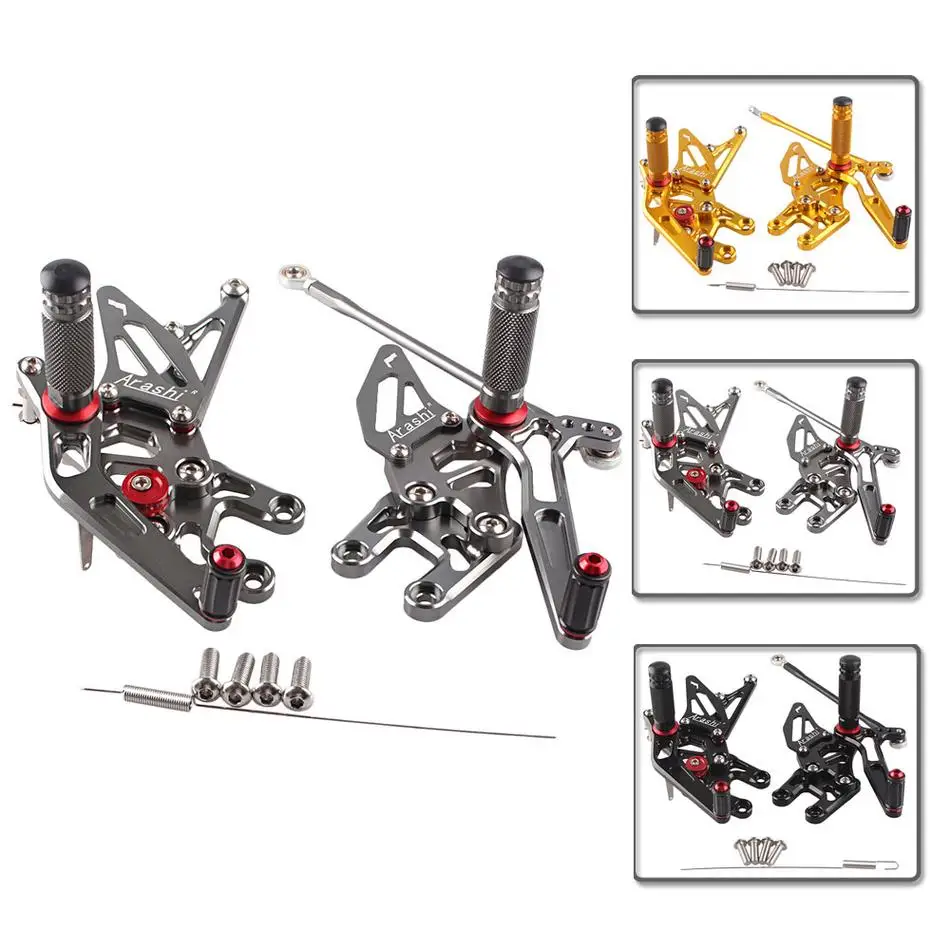 

CNC Aluminum Adjustment Rider Footrest Rear Sets Rearset Pedal Foot Pegs Footpegs For Kawasaki Ninja ZX10R 2004 2005