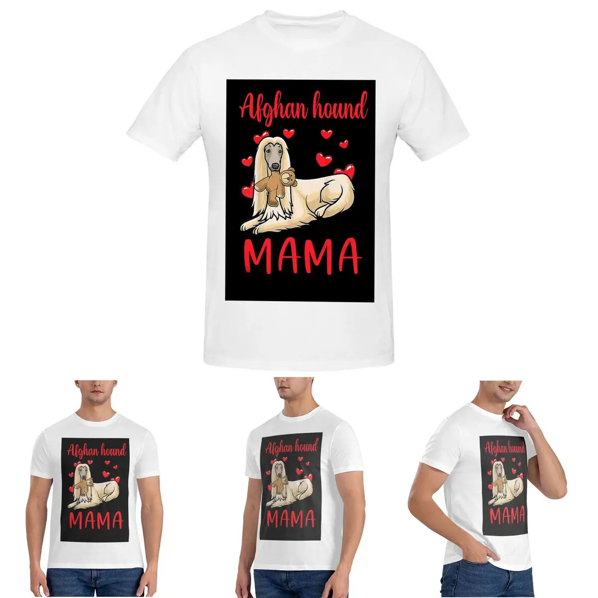 

Мужская футболка Afghan Hound Mama, хлопковые футболки большого размера, мужские футболки, короткая летняя одежда с круглым вырезом, топы S-6XL