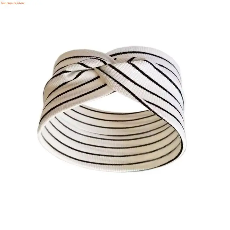Q5WE Stripy Print Athletic Hairband Stretchy Sweat Absorbent Hair Band For Exercise Yoga Outdoor