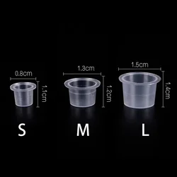 100pc Tattoo Ink Plastic Cups Disposable Pigment Clear Holder S/M/L Container Caps Lip Eyebrow PMU Tattoo Accessories