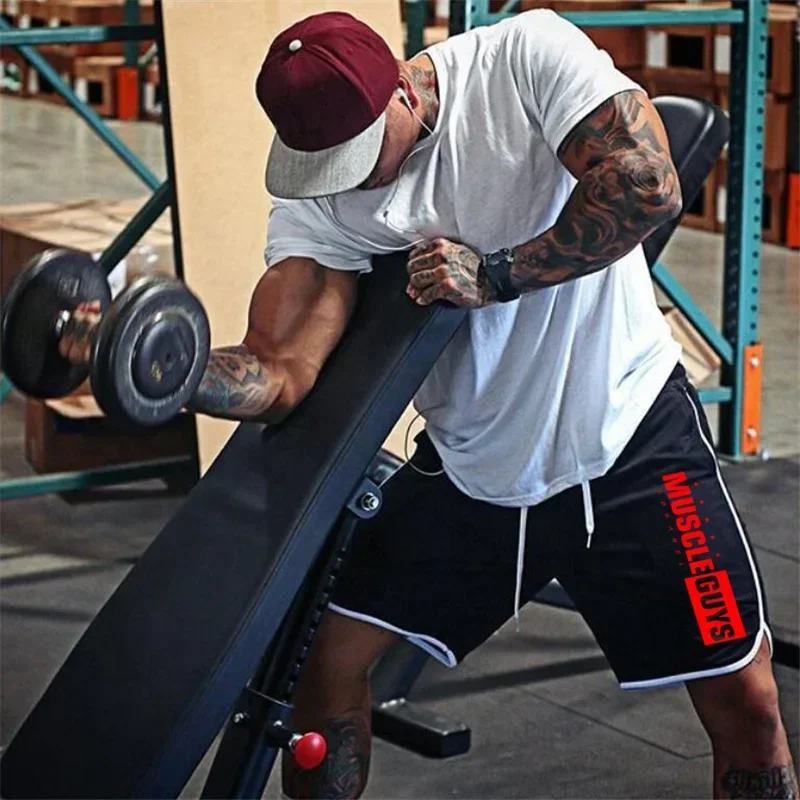 

Summer Arrival Fashion Breathable Mens Calf-Length Mesh Shorts Bodybuilding Fitness Cool Gyms Sports Casual Printed Mid- Pants