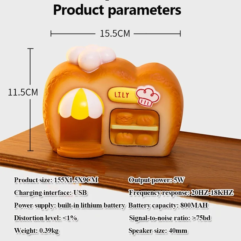 Bread House Bluetooth Speaker Desktop Atmosphere Night Light High Quality TWS Soundbox Mini Portable Creative Music Player Gift