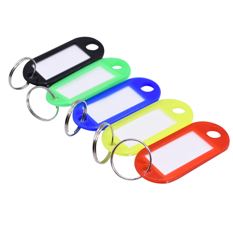 50pcs/lot Colorful Plastic Keychain Key Tags Label Numbered Name Baggage Tag ID Hotel Keychain Label Name Tags with Split Ring