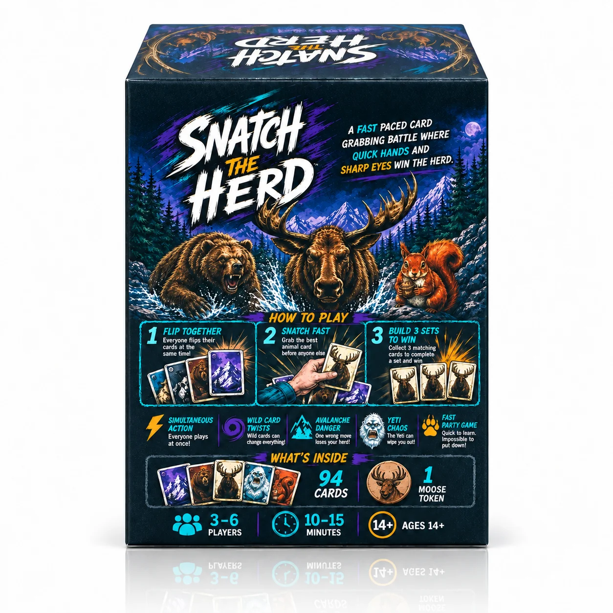 SNATCH THE HERD Fast Paced Matching Card Game for Family Party Night Quick Reaction Set Collection Game with Wild Cards Avalanch