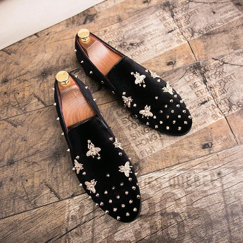 rivets men's dress shoes red black man loafers shoes luxury designer wedding shoes man business party official sapatos oxford