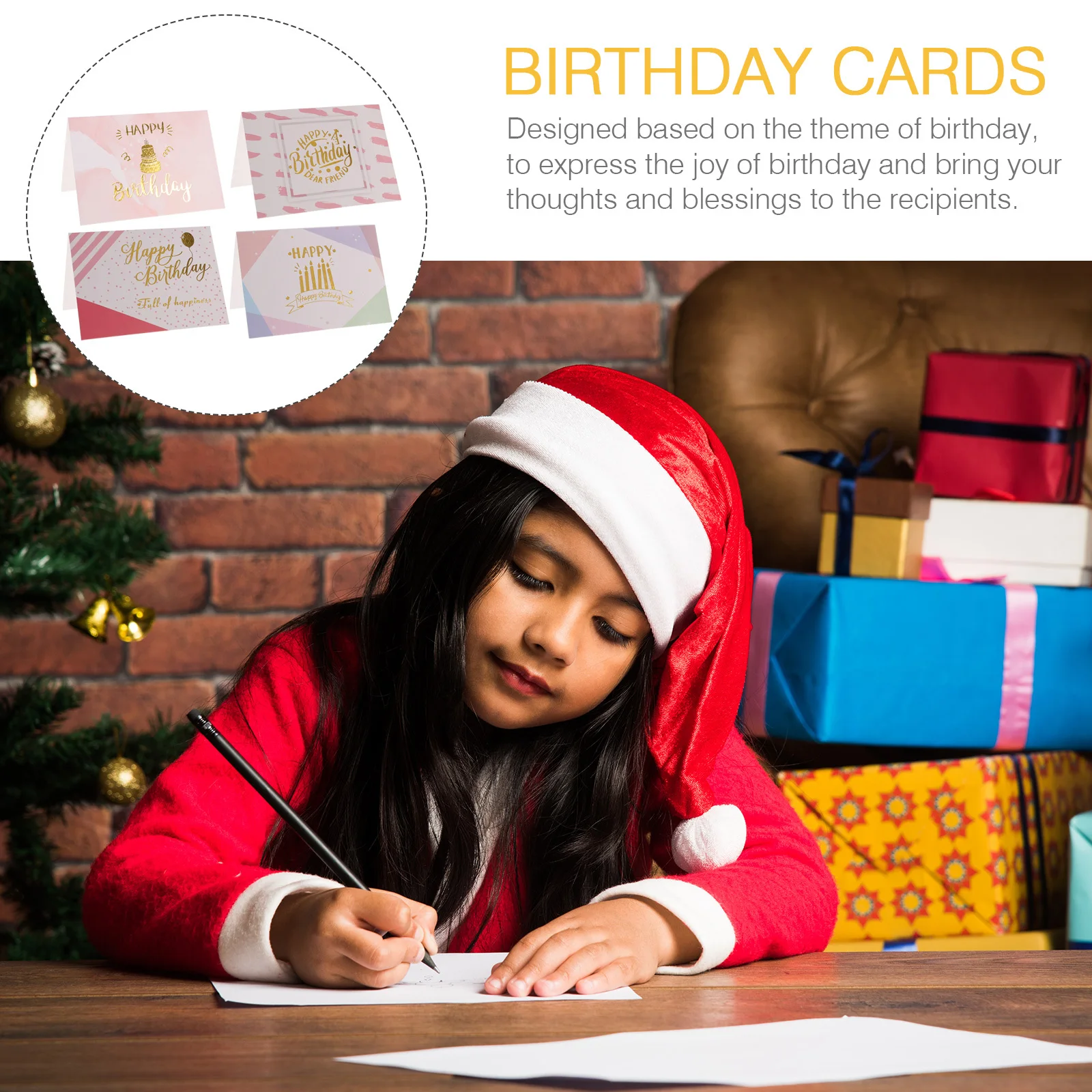 

40Pcs Birthday Greeting Cards Set Simple Elegant Design Birthday Blessings and Gift Tags for Party Use Greeting Cards