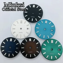 Miuksi 29.7mm black blue brown watch dial luminous fit NH35 ETA2824 2836 Miyota 8205 8215 821A Mingzhu DG2813 3804 movement