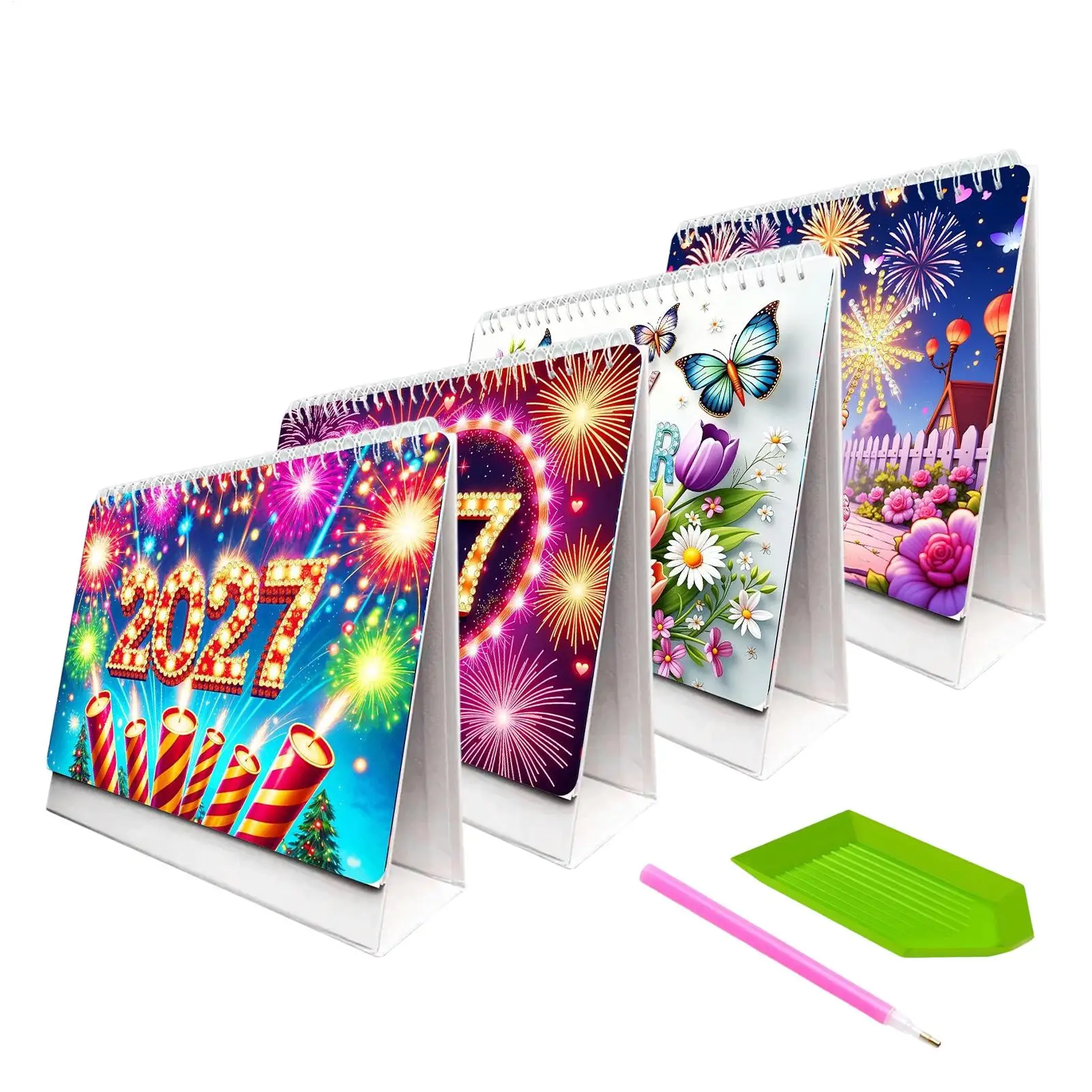 

Gem Art Calendar Monthly Handmade Creative Planner Gem Desk Calendar for Holiday Birthday Party Offices Home Room Classroom
