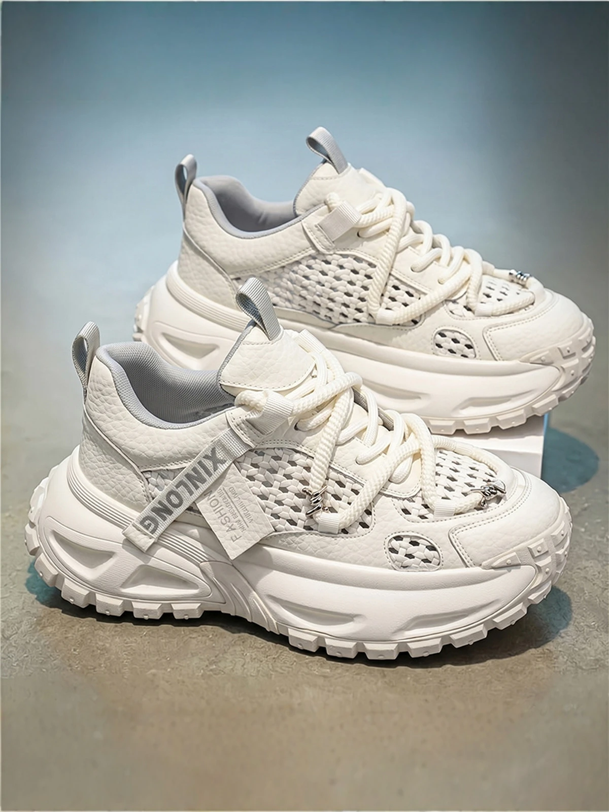 

Men's Breathable Hollow out Dad Sneakers Summer 2026 Trendy Sports Shoes Thick Bottom Heightening Casual Versatile Fashionable