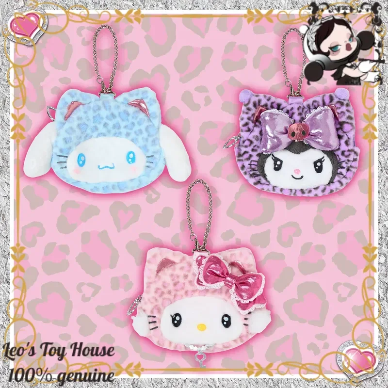 

Japan Sanrio HelloKitty MyMelody Cinnamoroll Kuromi CharmmyKitty Sweetpanda Leopard Design Bag Hanging Plush Ornament Fashion