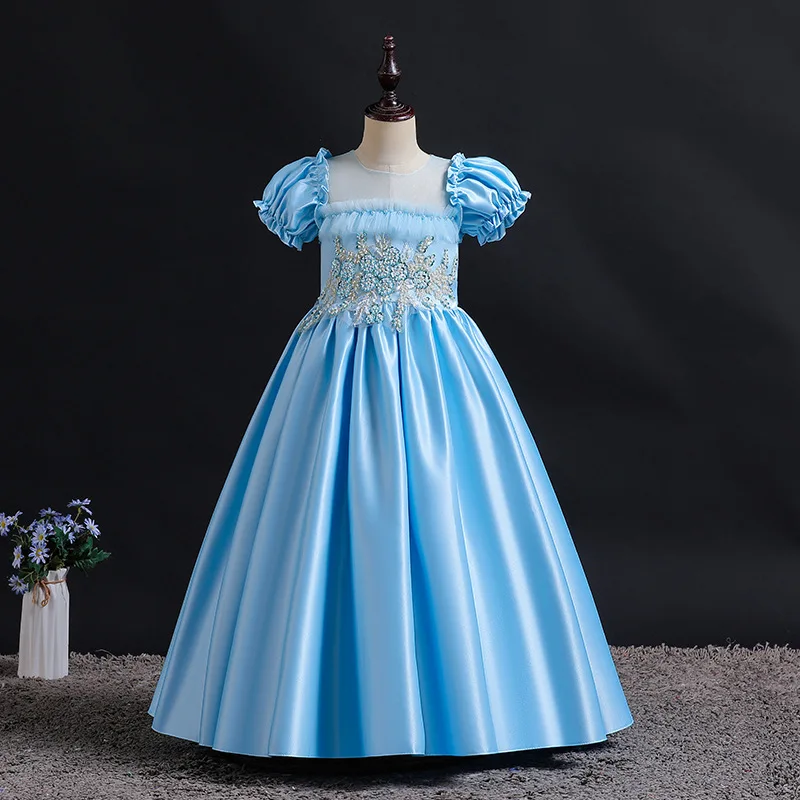 

Fashoin Flower Girl Dresses for Weddings Lace Short Sleeve Kids Dresses for Girls Summer Children Girl Evening Gown 3-12 Years