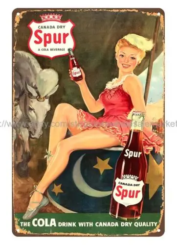 1950s CANADA DRY SPUR COLA metal tin sign nostalgic room wall decor sign