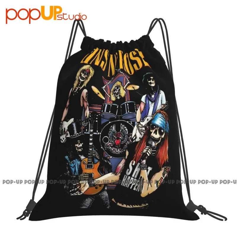 Guns N Roses Rock Roll The Most Dangerous Band In The World Drawstring Bags Gym Bag Creative Sports Style