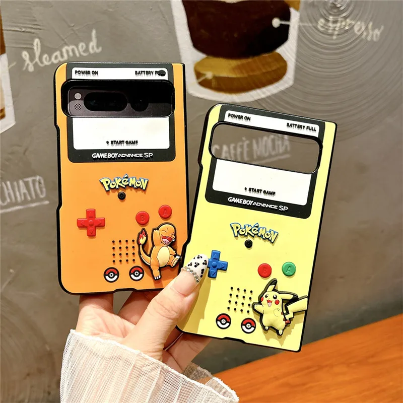 Anime 3D Game Phone Case For Google Pixel 9 Pro Fold Pixel-Fold Charmander Squirtle P-Pikachus Cartoon Flip folding Cover